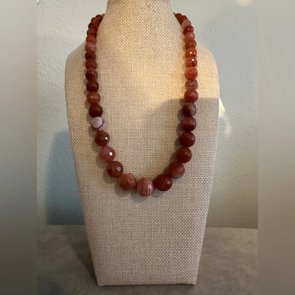 Hessonite faucet bead necklace by Mine Finds Jay King - Picture 5 of 11